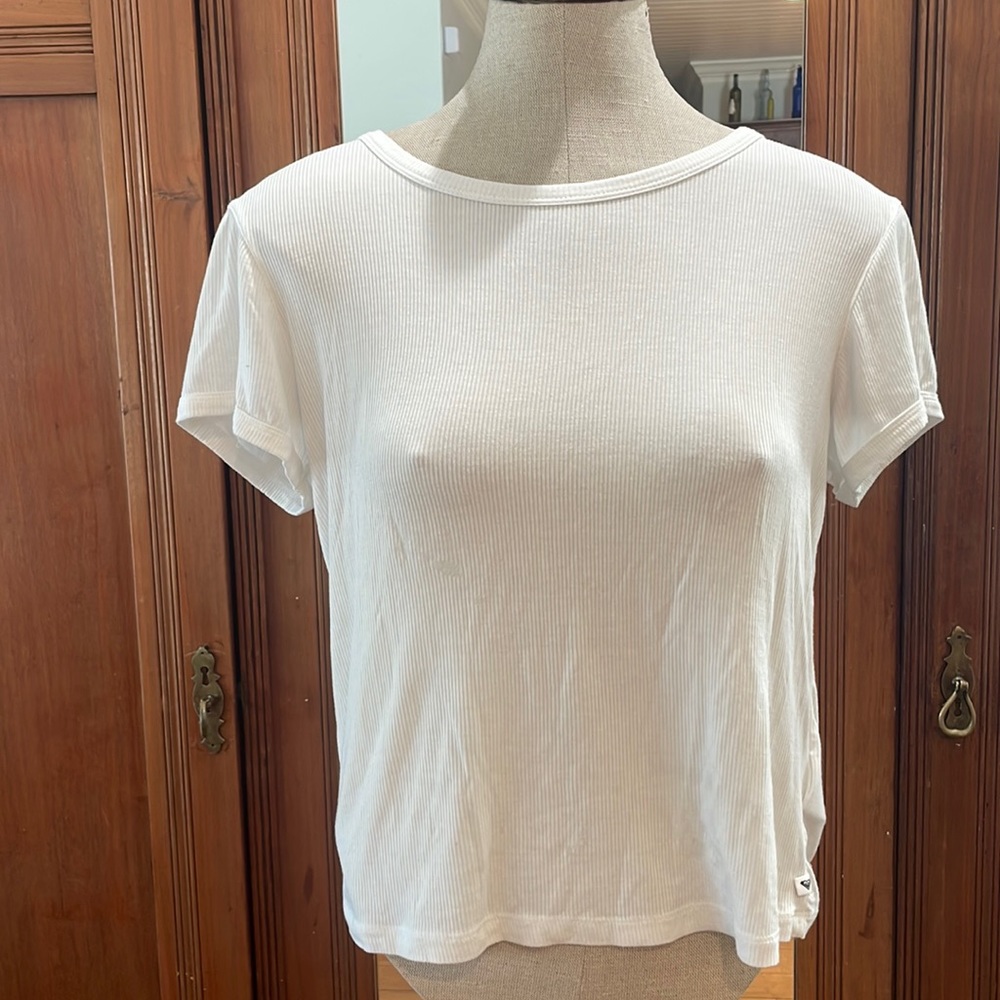 Roxy top short sleeve white ribbed women’s L